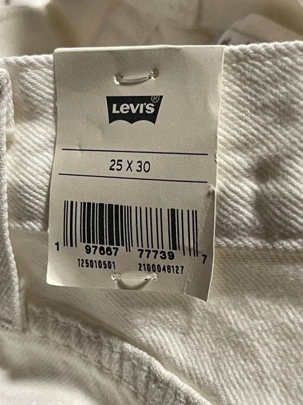 Levis 501 Premium Original White Denim Jeans Mens 25x30 Straight Leg Button Fly